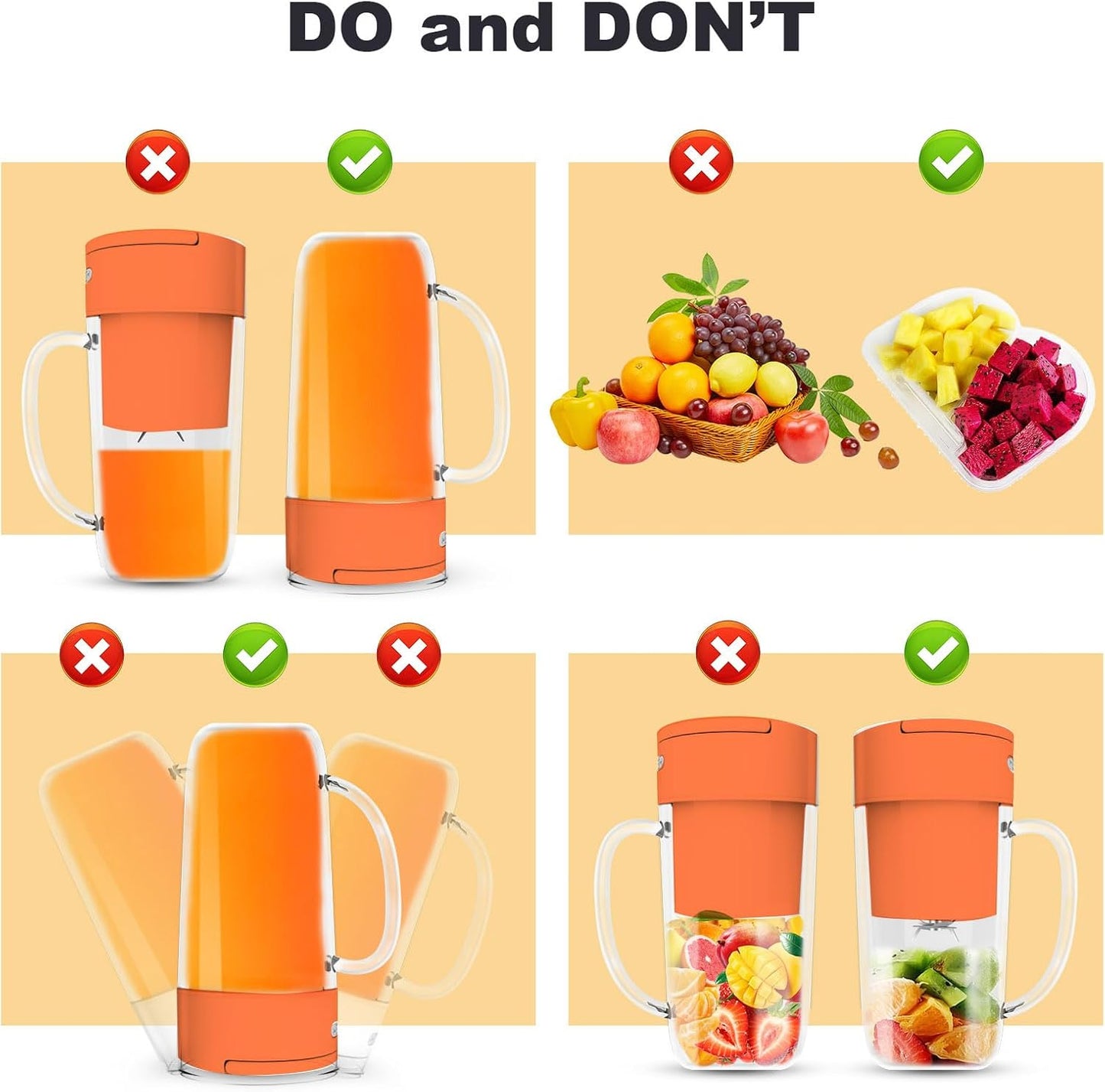 Portable Blender, 10 oz Mini for Smoothies, Fruits, and Veggies, Rechargeable USB, Easy to Clean, Suitable for