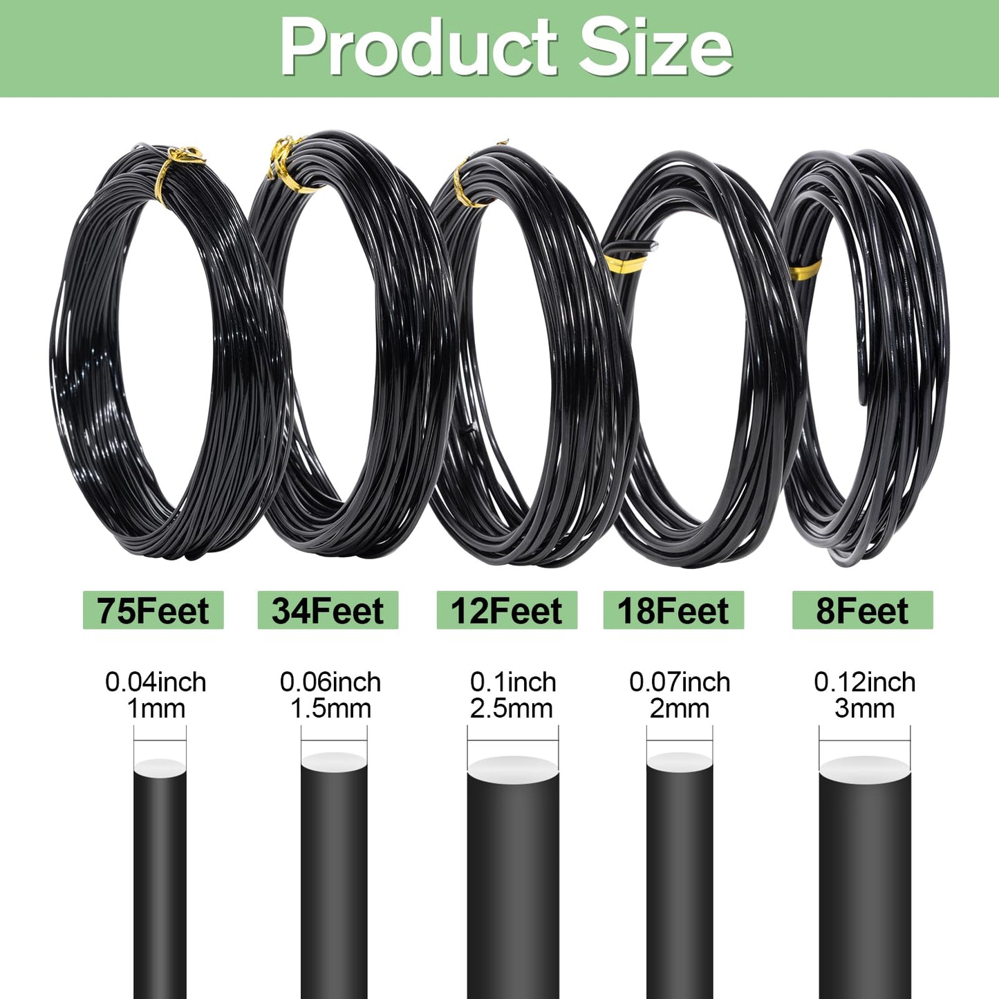 Little pot friend Bonsai Wire Kit, 147 Feet Total 5 Sizes Aluminum Plant Wire for Bonsai Training, Essential Bonsai Tools