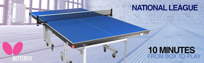Butterfly National League 25 Table Tennis Table | 10 Minute Quick Assembly Ping Pong Table | 25mm Indoor Top | Tournament Grade