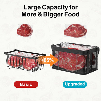 iSPECLE Freezer Organizer Bins, 3 Pack 15" Large Stackable Deep Freezer Organizer Bins for 5 to 7 Cu.Ft Chest Freezer, Sturdy Fabric & Stainless Steel for Meat & Vegetables, Easy Access, Black