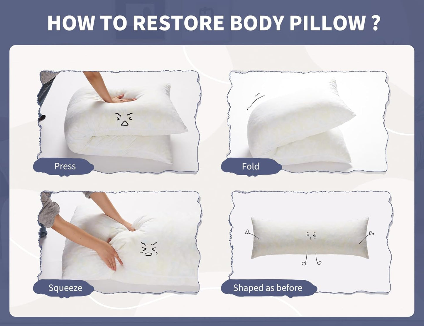 20x54 Fluffy Full Body Pillow for Adults Long Big Body Pillow Cover Pillowcase with Memory Foam for bed Grey Pregnancy