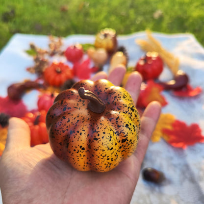 AOBOD Fake Pumpkin Decor Set,Mini Fake Pumpkin Decor,Fall Harvest Decorations,Halloween Thanksgiving Decor and Table Centerpieces