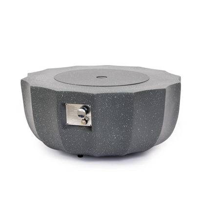 36 Inch Propane Fire Pit Table 50000 BTU Round Concrete Gas Fire Table with Lid Outdoor Patio Firepit for Deck Garden Backyard, Gray