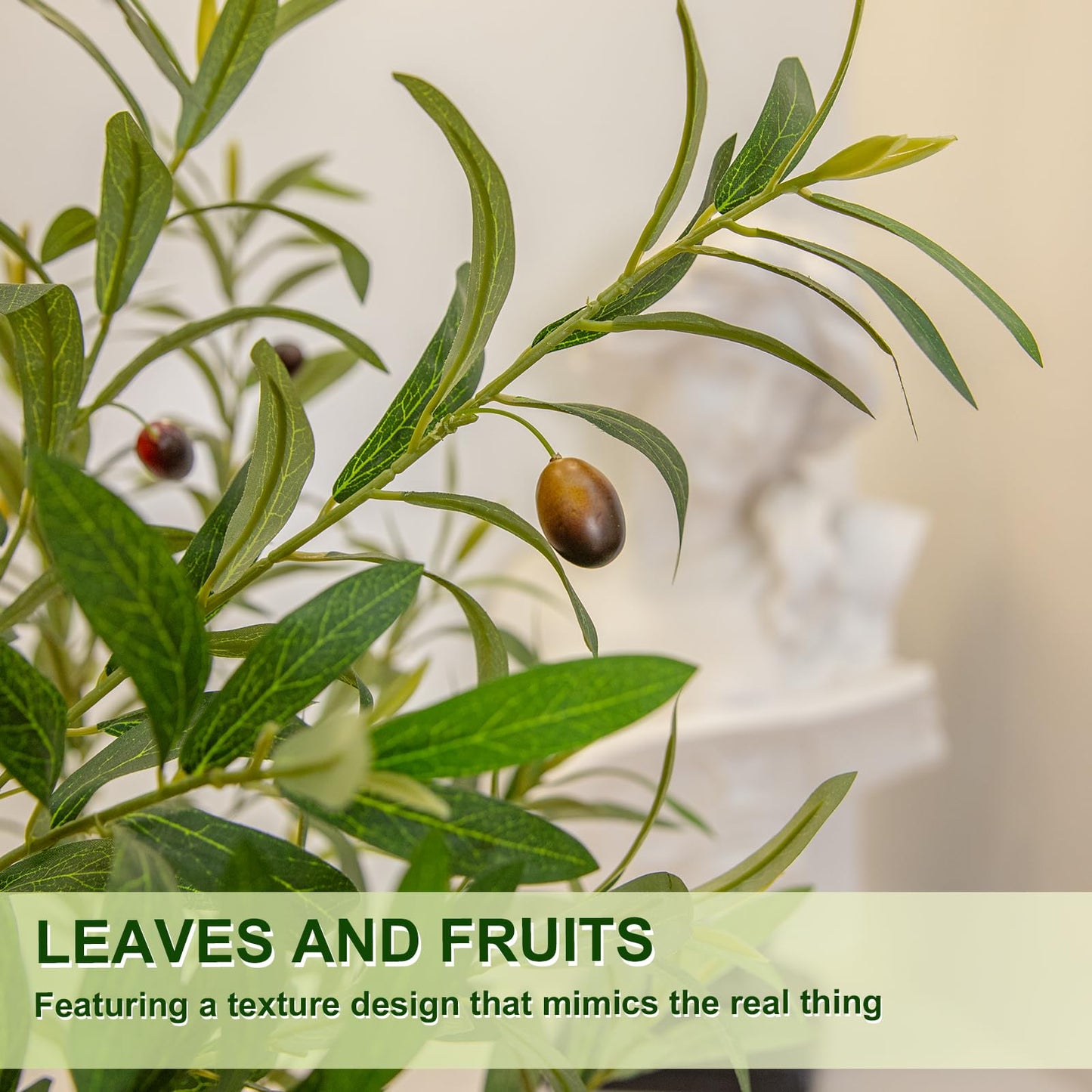 Artificial Olive Tree 8FT Tall Faux Olive Tree Premium Artificial Indoor with Natural Wood Trunk and Lifelike Fruits Realistic White Round Planter Potted for Home Office Living Room Decor