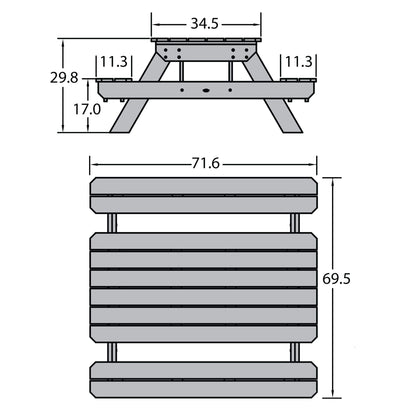 Highwood Hometown Picnic Table, 6 Foot, Saddle
