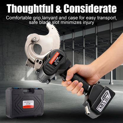 JIGONGSUN 18V Pro Battery Cable Cutter for 1000 MCM Copper / 1250 MCM Aluminum - Heavy Duty Ratcheting Wire Cutters with Alloy Steel Blades, Anti Slip Grip
