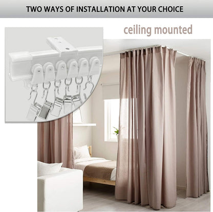 KOLAKO Curtain Track Accessories - 12 Feet Curtain Rail Wall and Ceiling Mount Brackets, Flexible Curtain Track Hardware