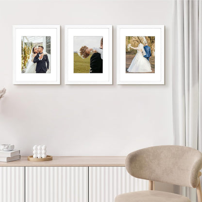 Golden State Art 11x14 Picture Frame - Solid Wood with Real Glass, Display Photos 8x10 with Mat or 11x14