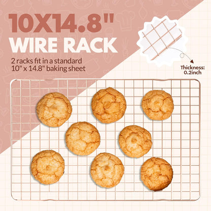 Skiennix Cooling Racks - 2 PCS Stainless Steel Baking Racks | 14.8x10 Inches Oven Safe Design
