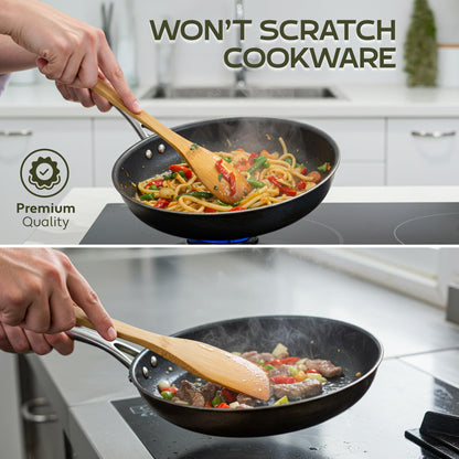 WOODLANDS USA Wooden Spoons for Cooking set of 6 – Premium Wooden Utensil set for everyday use – Versatile Cooking utensils set safe for nonstick pans – Durable wooden spoon kitchen utensils set
