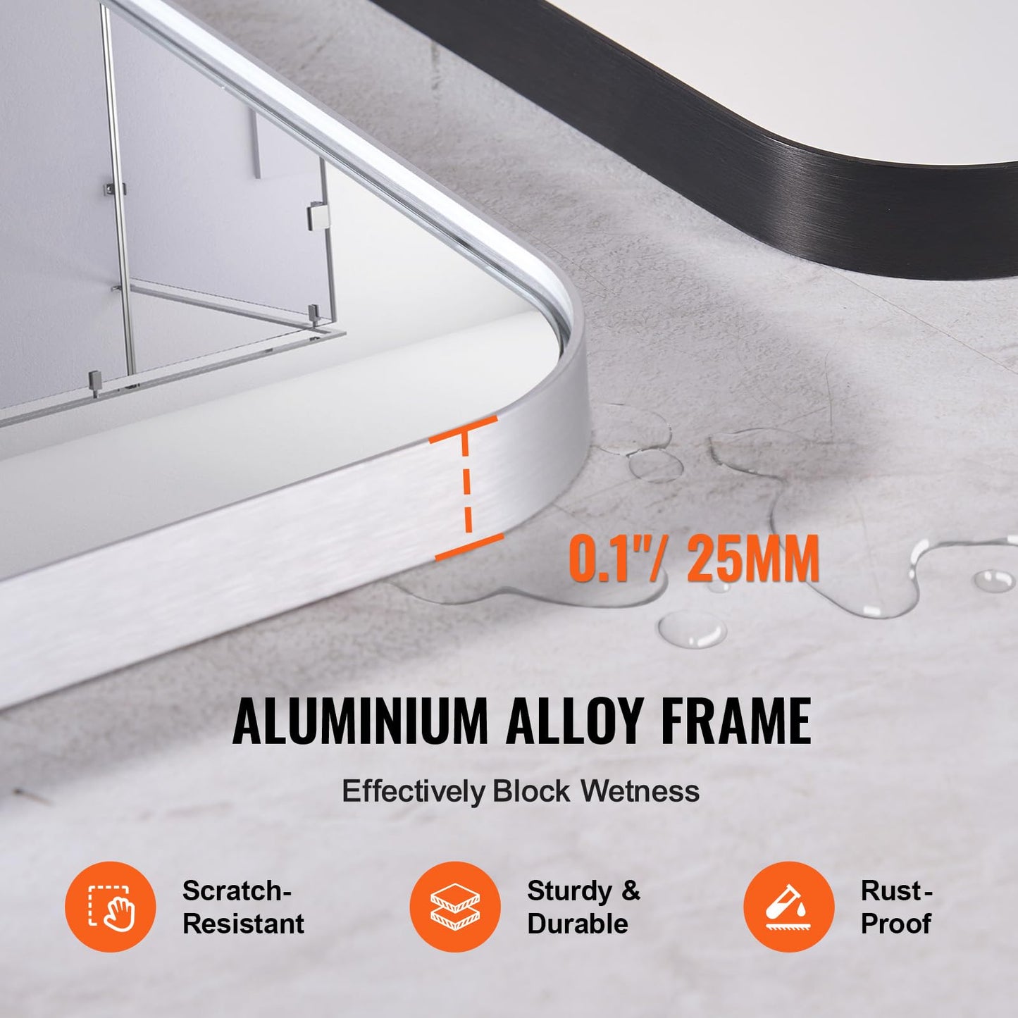 VEVOR Bathroom Vanity Mirror, 32" x 72" Bathroom Mirror for Over Sink, Aluminium Alloy Frame, Shatter-Proof, Scratch-Resistant, Vanity Mirror Wall Mounted Horizontally or Vertically