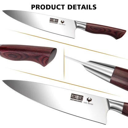HOSHANHO Kitchen Knife Set with Block 18-Piece, Super Sharp High Carbon Stainless Steel Chef Knife Set, Professional Cutlery Knife Set with Sharpener