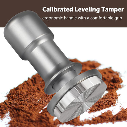 PUSEE 51mm Premium Espresso Coffee Tamper, 30lb Calibrated, 100% Stainless Steel, Spring Loaded for Barista Accessories