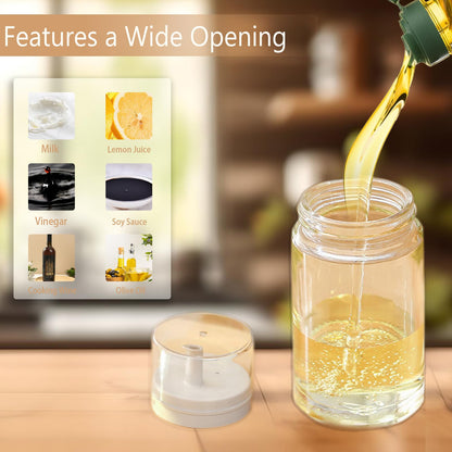 Kwude 3-Pack Leakproof Small Glass Oil and Vinegar Dispenser Bottles - Perfect for Kitchen Use - 3.38oz Each