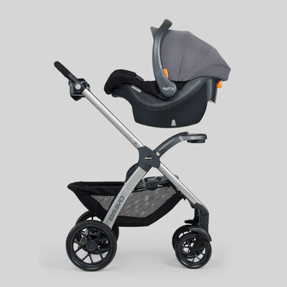Chicco Bravo 3-in-1 Trio Travel System, Bravo Quick-Fold Stroller with KeyFit 30 Infant Car Seat and Base, Brooklyn/Navy
