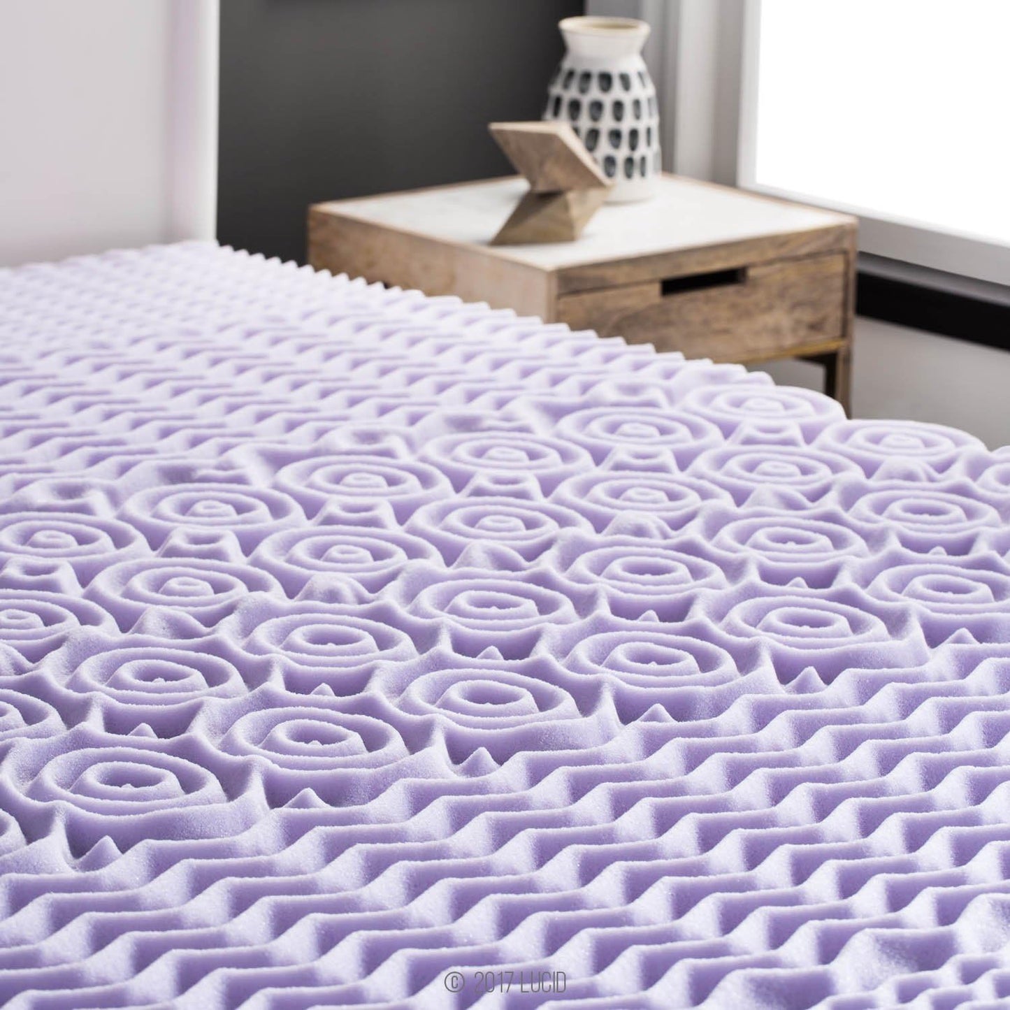 LUCID 2 Inch Lavender Memory Foam Twin XL Mattress Topper, 5 Zone