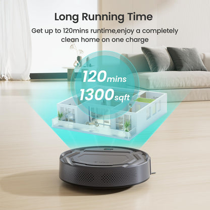 Lefant M210 Pro Robot Vacuum, Slim Quiet, 3 Adjustable Suction Levels, 6 Modes, Robot Vacuum Cleaner for Pet Hair, Hard Floors & Low Carpets, Self-Charging, WiFi/App/Alexa Control, Gray