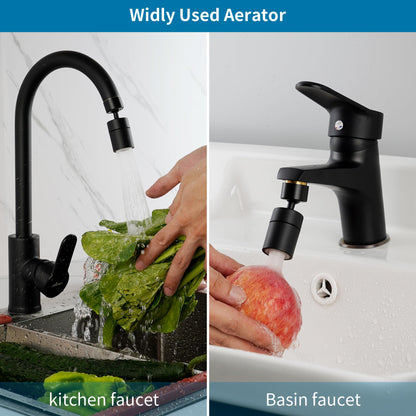 Hibbent NSF/ANSI/CAN 61 Certified Faucet Aerator, Kitchen Sink Faucet Aerator, 2-Flow CUPC Certification 360-degree Swivel Faucet Extender, 55/64 Inch Female Thread, Water Saving-Matte Black