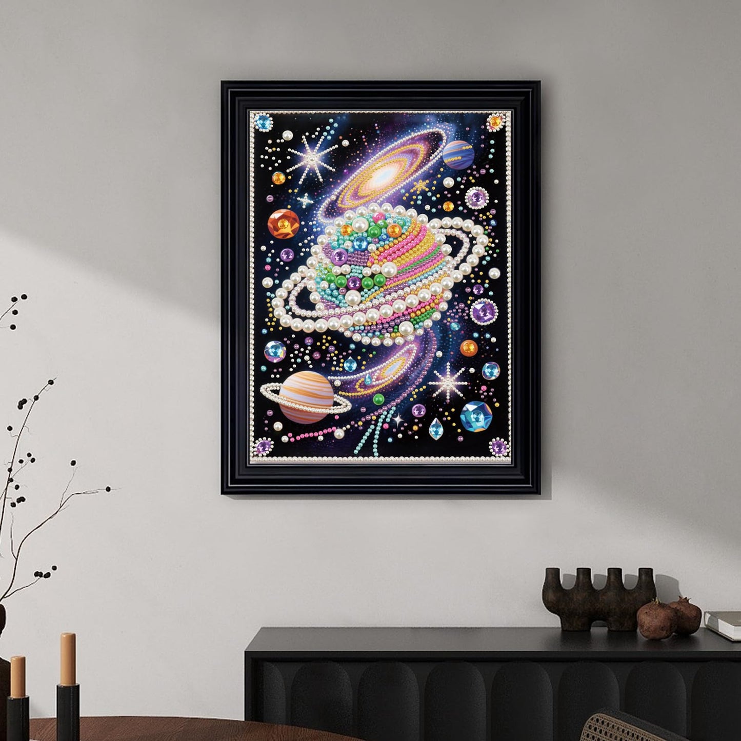 WSLWXSHM Pearl Diamond Painting Kits for Adults Universe, 5D Special Shape Diamond Art Kits for Beginners, Crystal Rhinestones Diamond Painting for Home Wall Decoration Gift 12×16inch/30×40cm Planet
