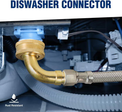 CNCT28772-OM Connector - Dishwasher Supply Line with Swivel Elbow, Braided Stainless Steel, 72 Inch