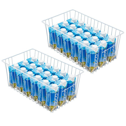 Y.Z.Bros 16" L x 12" W Wider Freezer Storage Organizer Baskets Container, Deep Metal Wire Chest Upright Refrigerator Divider with Built-in Handles for Cabinet, Pantry, Closet, Kitchen