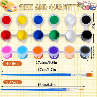 Skiennix 145 Pcs Mini Acrylic Paint Set - Washable 12 Colors with 5 Paint Trays for Kids & Adults Crafting