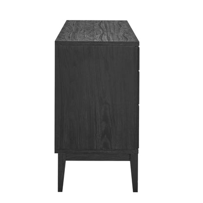Modway Samos 62 Inch Retro Modern Sideboard with Storage in Black - Geometric Door Design Buffet Cabinet for Dining Room, Hallway, Living Room - Media Console Stand for Wall-Mounted TVs