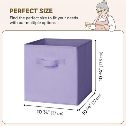 Granny Says 11-Inch Cube Storage Bins - 6 Pack Organizer with Handles | Purple Gradient Design