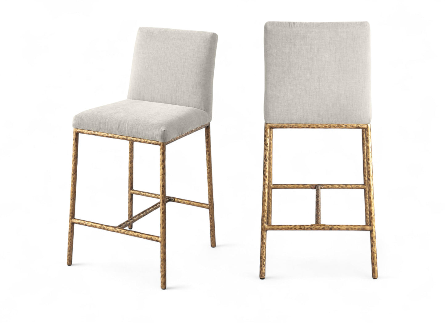 Meridian Furniture Reeves Cream Chenille Upholstered Counter Stool (Set of 2)