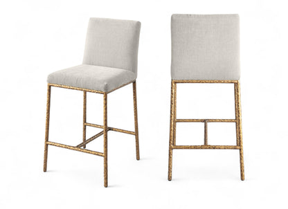 Meridian Furniture Reeves Cream Chenille Upholstered Counter Stool (Set of 2)