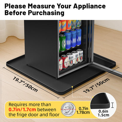 NAMTSO Mini Fridge Mat Silicone Tray - 19.7"x19.7" Cat Food Mat with Raised Edges, Soft Non-Slip Rubber Mat, Waterproof Counter and Floor Protector for Coffee Maker, Humidifier, Ice Maker, Black