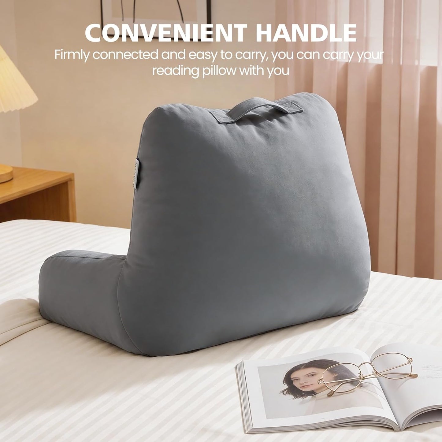 Yagamo Set 2, Reading Pillows for Bed Sitting Up of Adults and Teens Backrest with Arms, Velvet Back Support Pillows