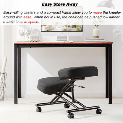 Office Chair Cross Legged Chair，Height Adjustable Kneeling Desk Chair with 4 Universal Wheels, Black Meditation Chair with Thick Seat, Ergonomic Kneeling Chair for Office/Classroom