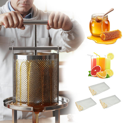 FWTRMRC Honey Press, 3.5 Gallon Honey Extractor Manual Stainless Steel Bee Honey Press Extractor Household Manual Mesh Honey Press Extractor Machine for Wine Honey and Juice Making
