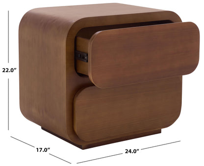 SAFAVIEH Couture Collection - Herald Brown 2-Drawer Wood Nightstand, Modern Bedroom Storage, Fully Assembled (SFV5546A)