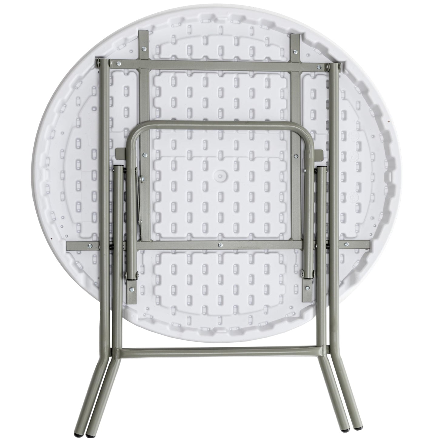 BTEXPERT Set of 5, White 2.63 Foot Round Plastic Folding 30" Height Commercial Portable for Banquet Card Plastic Coffee Dining Wedding Party Event Home Kitchen Indoor Outdoor Thick Top Metal Frame
