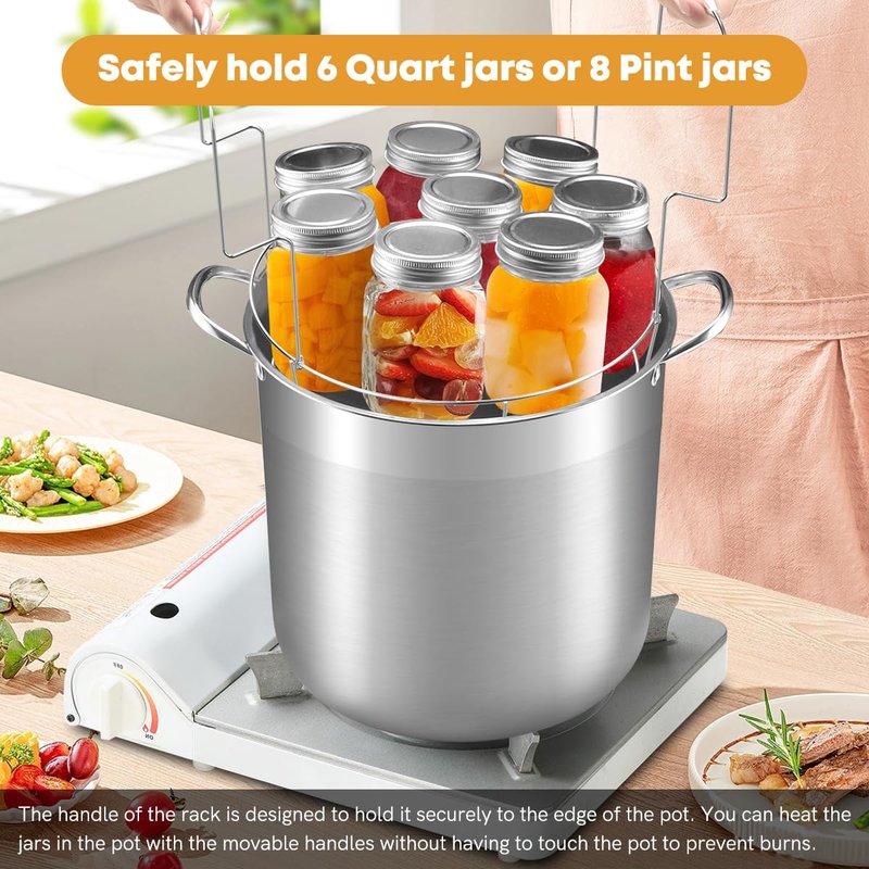 BriSunshine 21.5 QT Stainless Steel Canning Pot with Lid, Rack & Canning Tools Set, Canning Supplies Kit Water Bath Canner for Beginner