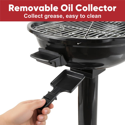 Electric Grill, CUSIMAX Electric Indoor/Outdoor Grill, 1600W Portable BBQ with Lid for Indoor & Outdoor Use, Adjustable Heat, Removable Stand Grill for Cookouts, BBQ Gatherings, Small Spaces