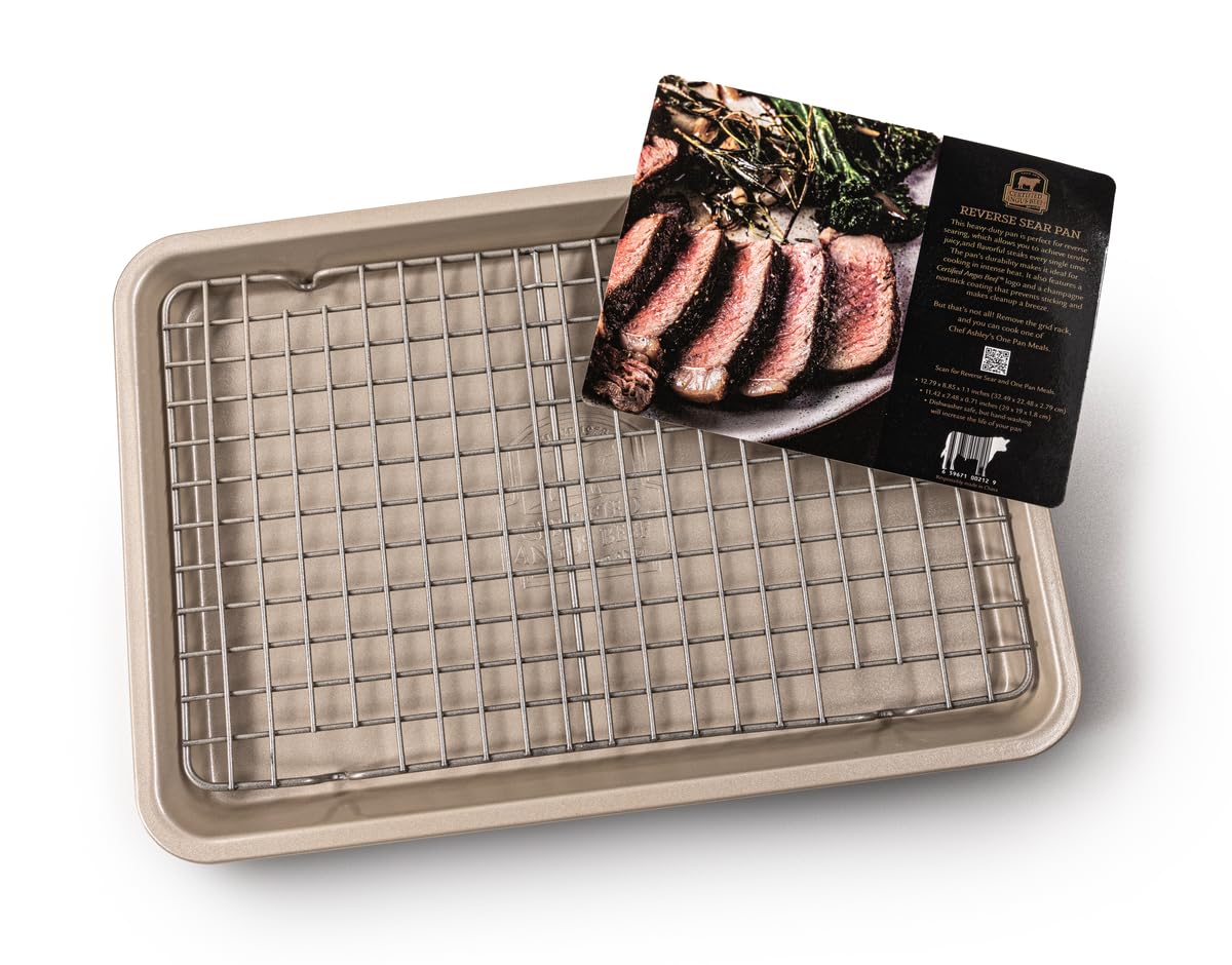 Certified Angus Beef Roasting Pan with Wire Rack – Heavy-Duty Non-Stick Perfect for Reverse Searing