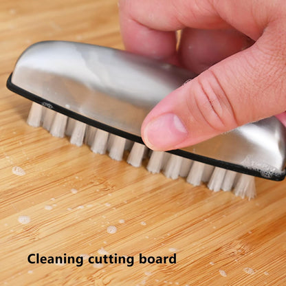 Ergonomic 304 Stainless Steel Cleaning Brush - Fruit & Vegetable Scrubber for Kitchen Hygiene