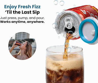 2 12oz 2 Pack Jokari Click Can Pump and Pour Carbonation Saver for Soda and Beer Cans Keep Fizzy Drinks Fresh Press On