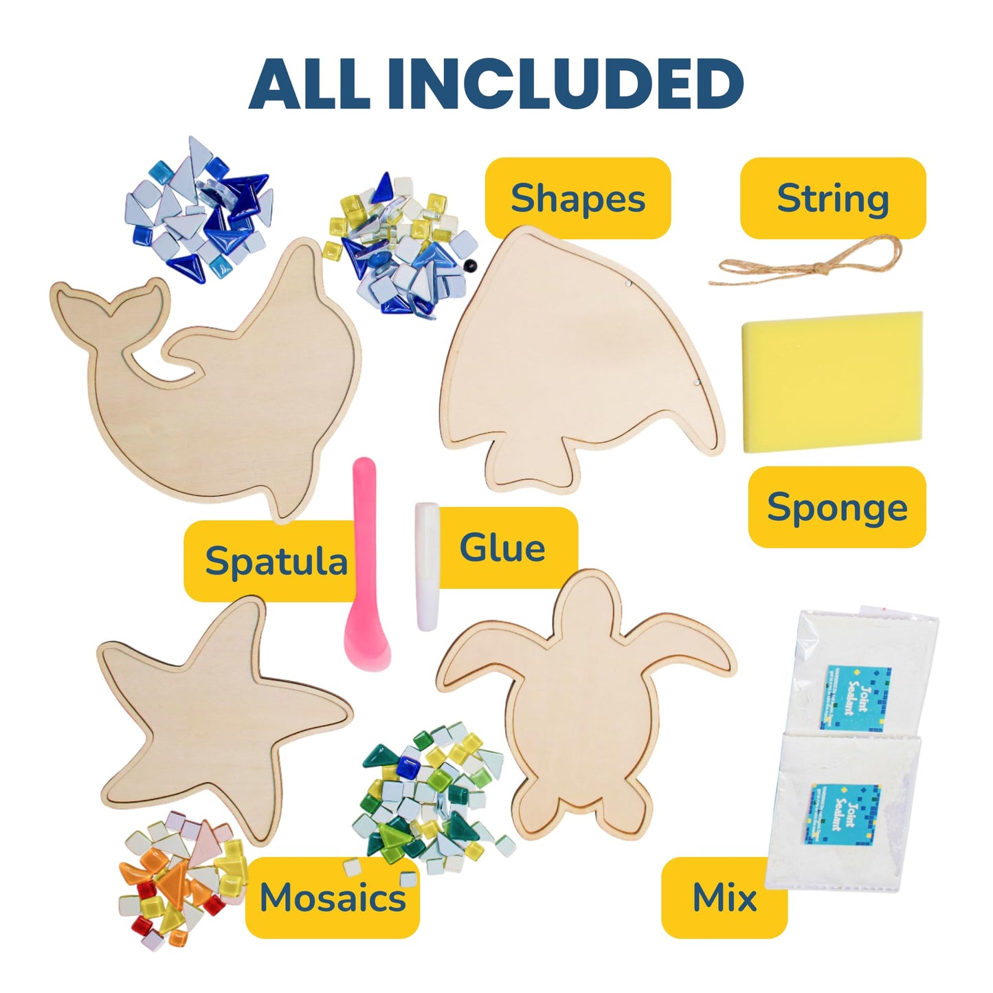 Little Jupiter DIY Mosaic Kit - Builds 4 Different Sea Mosaic Art Pieces - The Perfect Arts and Crafts for Girls and Boys Ages 8-12 - Kids Art Set Activity for Birthdays, Christmas, Holidays, & More