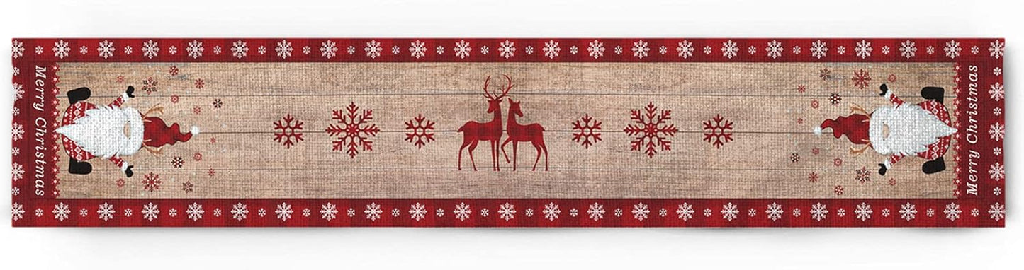 Christmas Gnome Table Runner, 13 x 70 Inch Non-Slip Dresser Scarves for Holiday Decorations