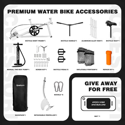 Spatium SUP Water Bike for The Lake/Pool/Sea Pedal Boat for One Person,Inflatable Water Bicycle 2.0 Model The Fun of Water and Fishing+Mat