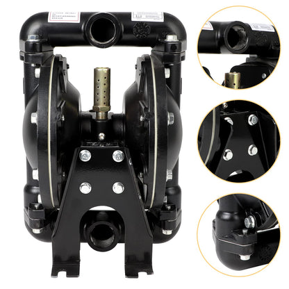 Air Operated Double Diaphragm Pump QBY4-25L 1 inch Outlet 35 GPM Pneumatic Transfer Max 120 PSI Industrial Use Chemical Waste Oil Dual Dissepiment Nitrile Fluorine Rubber by Cast Iron Aluminum Alloy