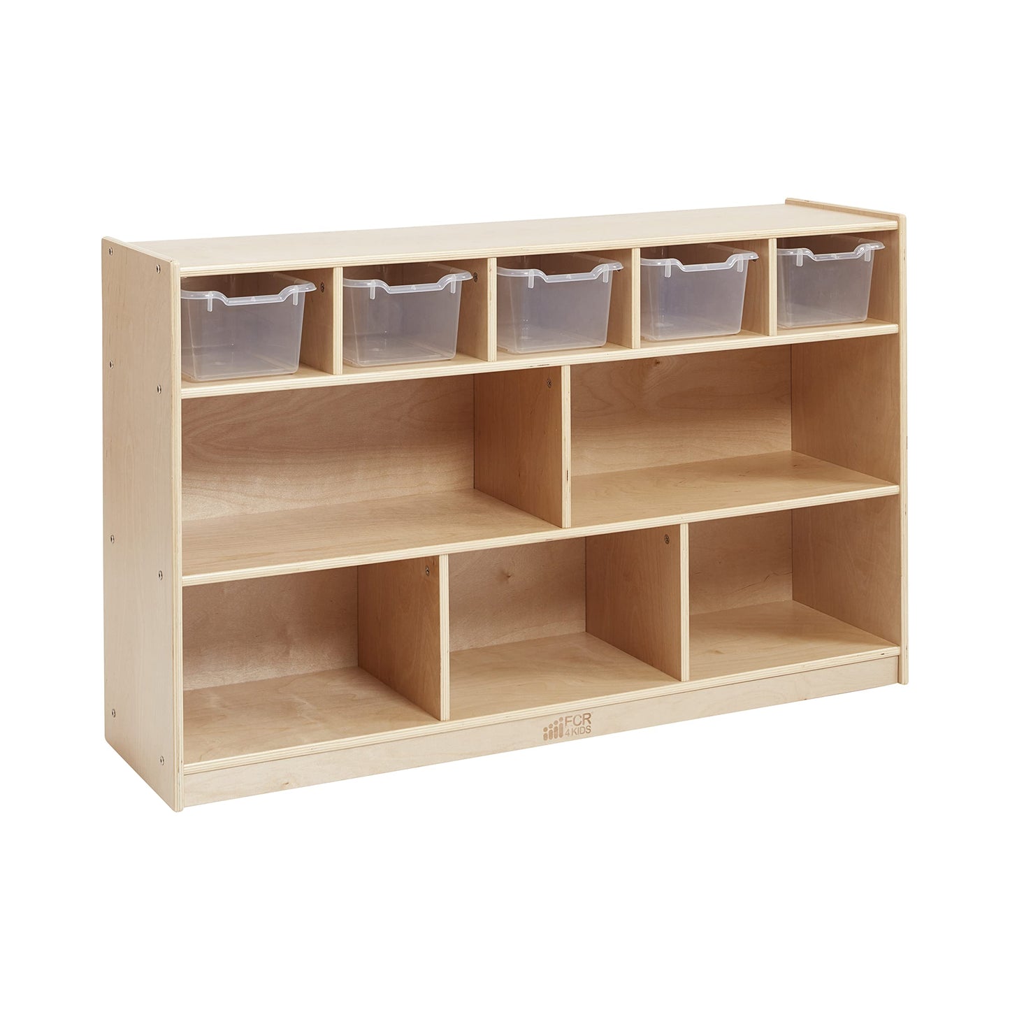 ECR4Kids 5+5 Cubby and Storage Mobile Cabinet with 5 Scoop Front Bins, Kids Furniture, Clear