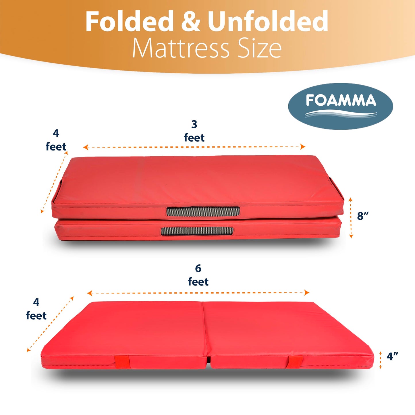 Foamma Gymnastics Mat for Kids & Adults, 4" Thick, 4 ft x 6 ft, Red – High-Density Landing Mat with Waterproof Cover, Ideal for Tumbling, Wrestling & Gymnastics Equipment for Indoor/Outdoor Use