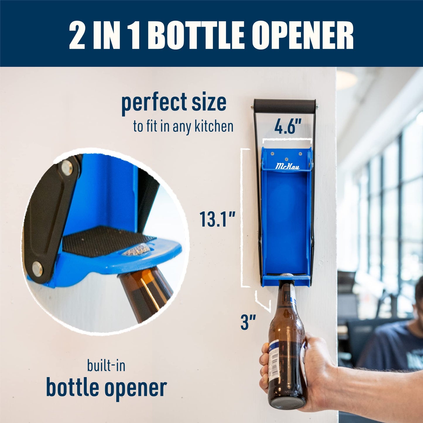 Mckay 16 Oz. and 12 Oz. Metal Can Crusher, Can Crusher Wall Mounted, Can Crushers for Recycling Wall-Mounted Smasher for Aluminum Seltzer, Soda, Beer Cans and Bottles, Gadgets for Home - Blue