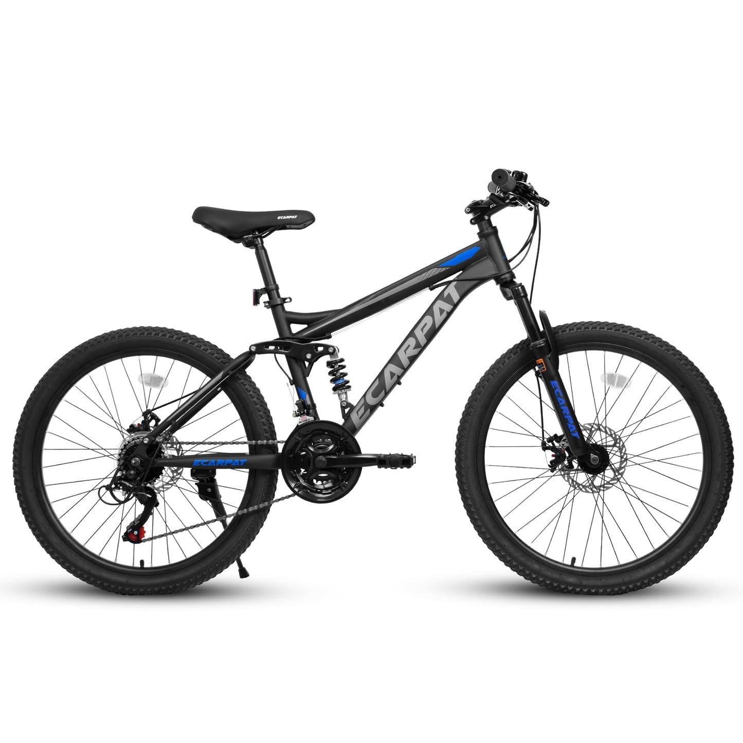 Ecarpat Mountain Bike 24 Inch Wheel, 21-Speed Disc Brakes Thumb Shifter, Carbon Steel Frame Mens Trail Commuter City Snow Mountain Bikes Bicycles