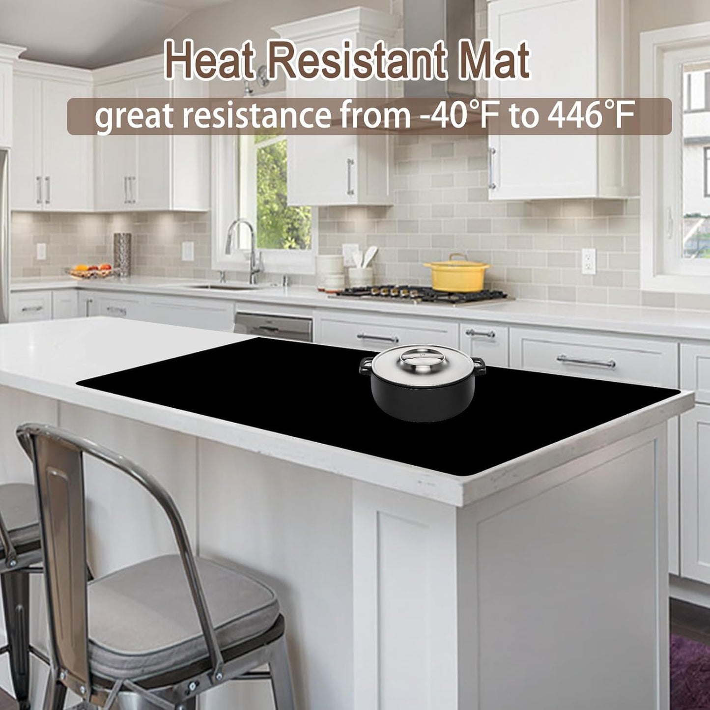 Silicone Mats for Kitchen Counter, 48"x32"(120cmx80cm) Large Heat Resistant Mat Kitchen Island Waterproof Countertop Protector Mat Nons-slip Extra Large Counter Mat, Dark Green